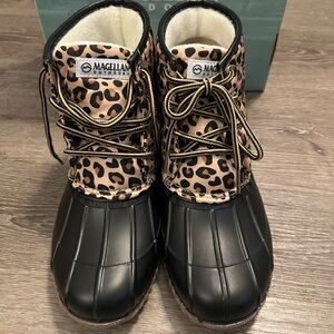 Magellan Outdoors Women's Black and Leopard Winter Boots